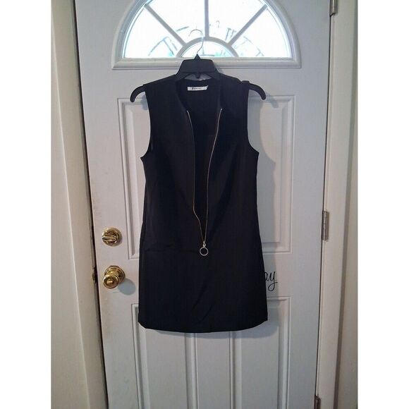 Alexander Wang Dress Black Tank Silver Accent Zippered Size 4 - Picture 3 of 8